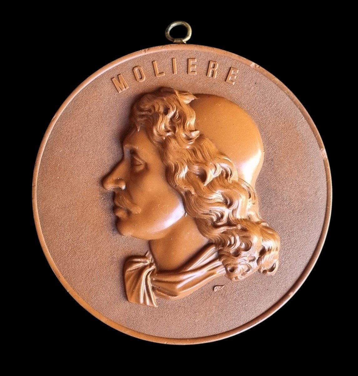 Moliere Profile In Hardened Wood Napoleon III Period Medallion 