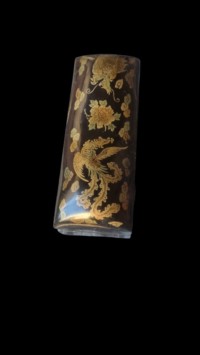 19th Century China Lacquer Pillow-shaped Opium Smoker's Box-photo-4