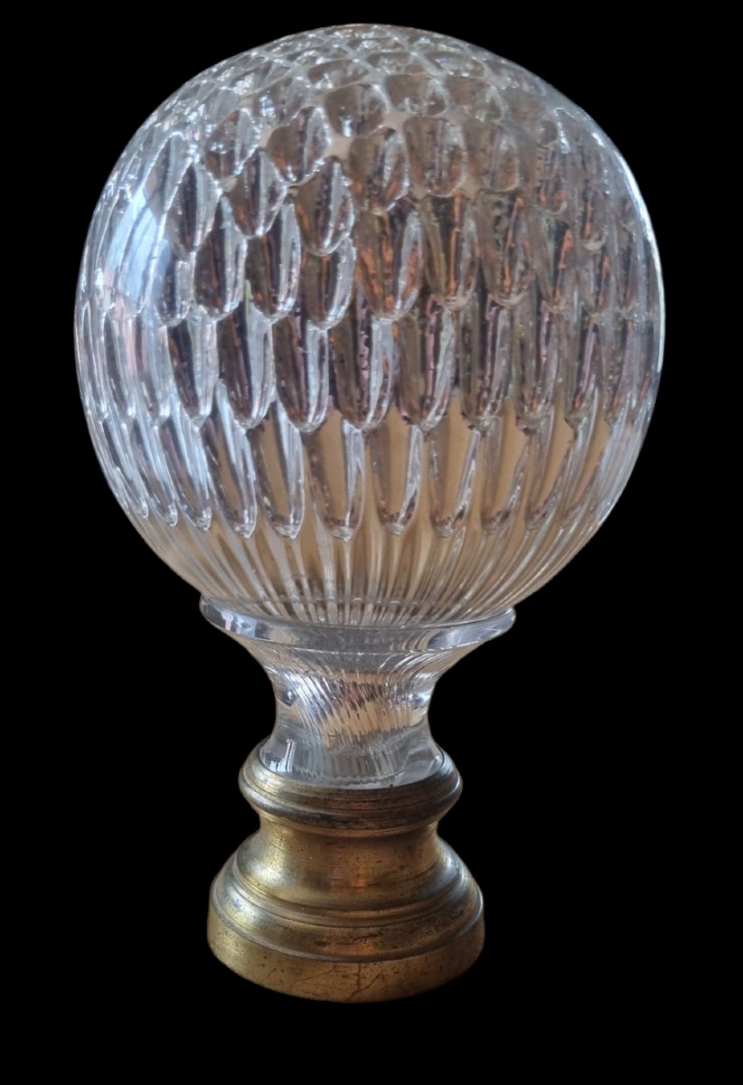 BOULE DE RAMPE D'ESCALIER SULFURE ET CRISTAL BACCARAT XIXE NAPOLÉON III -photo-5