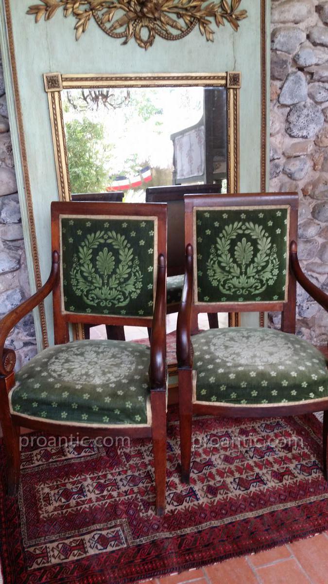 Pair Of Empire Period Walnut Armchair