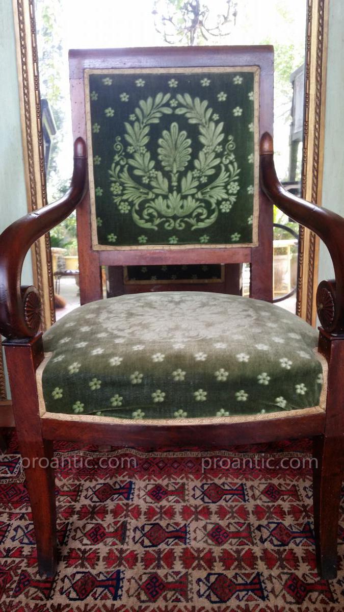 Pair Of Empire Period Walnut Armchair-photo-8