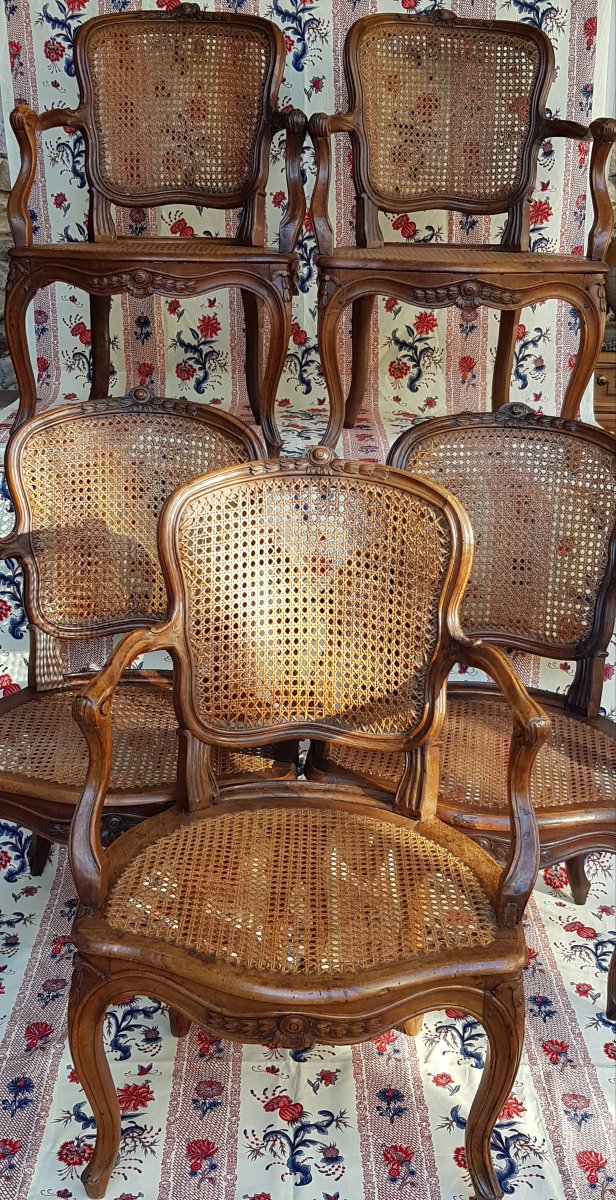 5 FAUTEUILS CANNÉS LYON XVIIIe FRANÇOIS CANOT NOGARET LOUIS XV