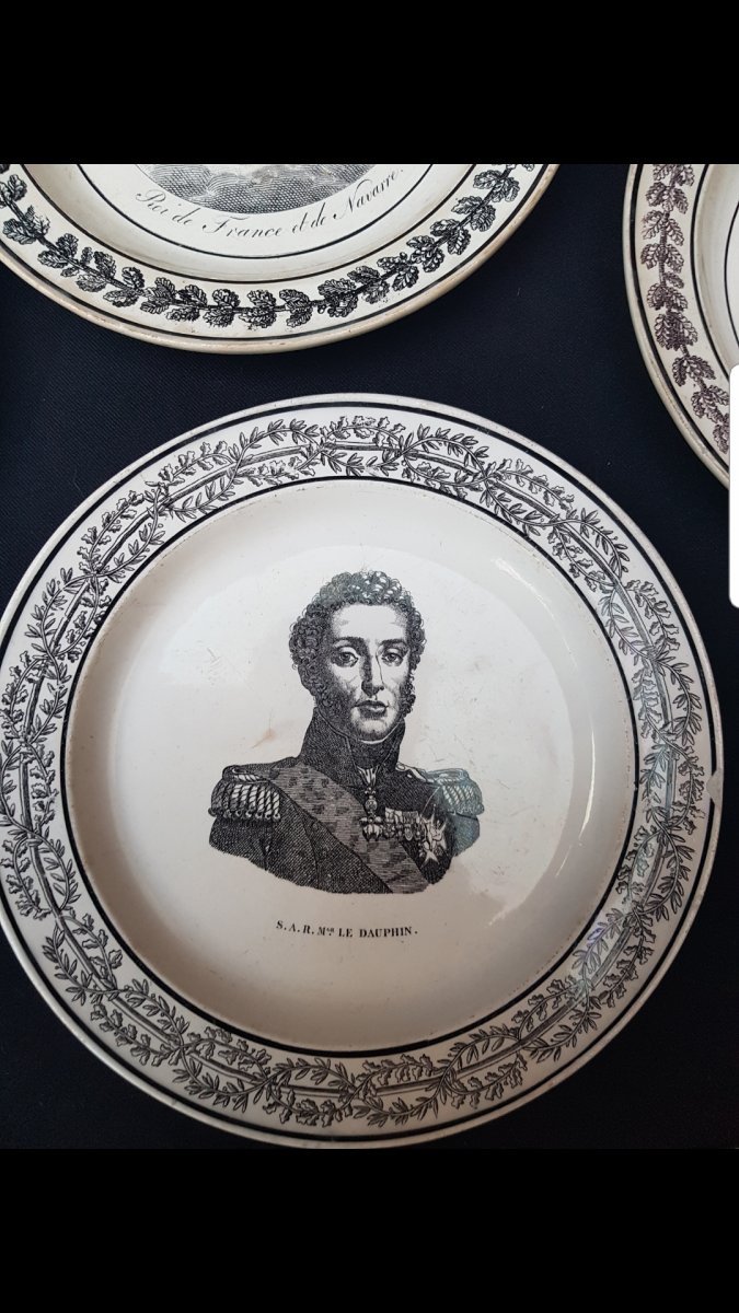 Set Of 4 Finish Plates Royalist Louis XVII Madame Royale Enghien Creil Choisy-photo-5