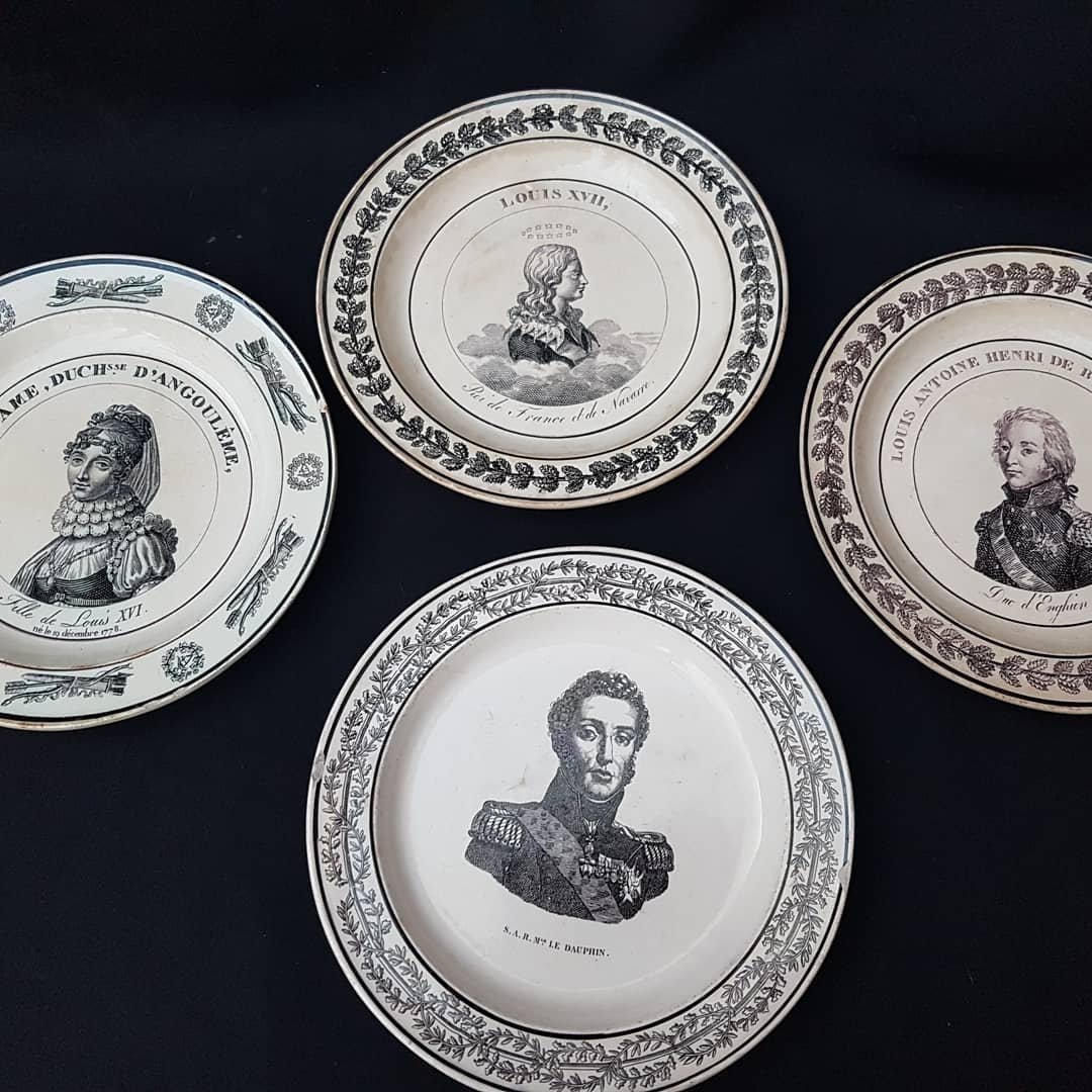 Set Of 4 Finish Plates Royalist Louis XVII Madame Royale Enghien Creil Choisy