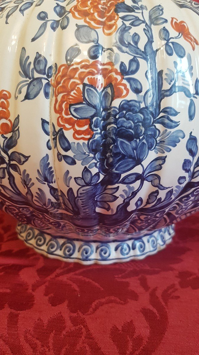 Émile Teissier FaÏence De Malicorne Large Rouen Or Delft Style Vase-photo-3