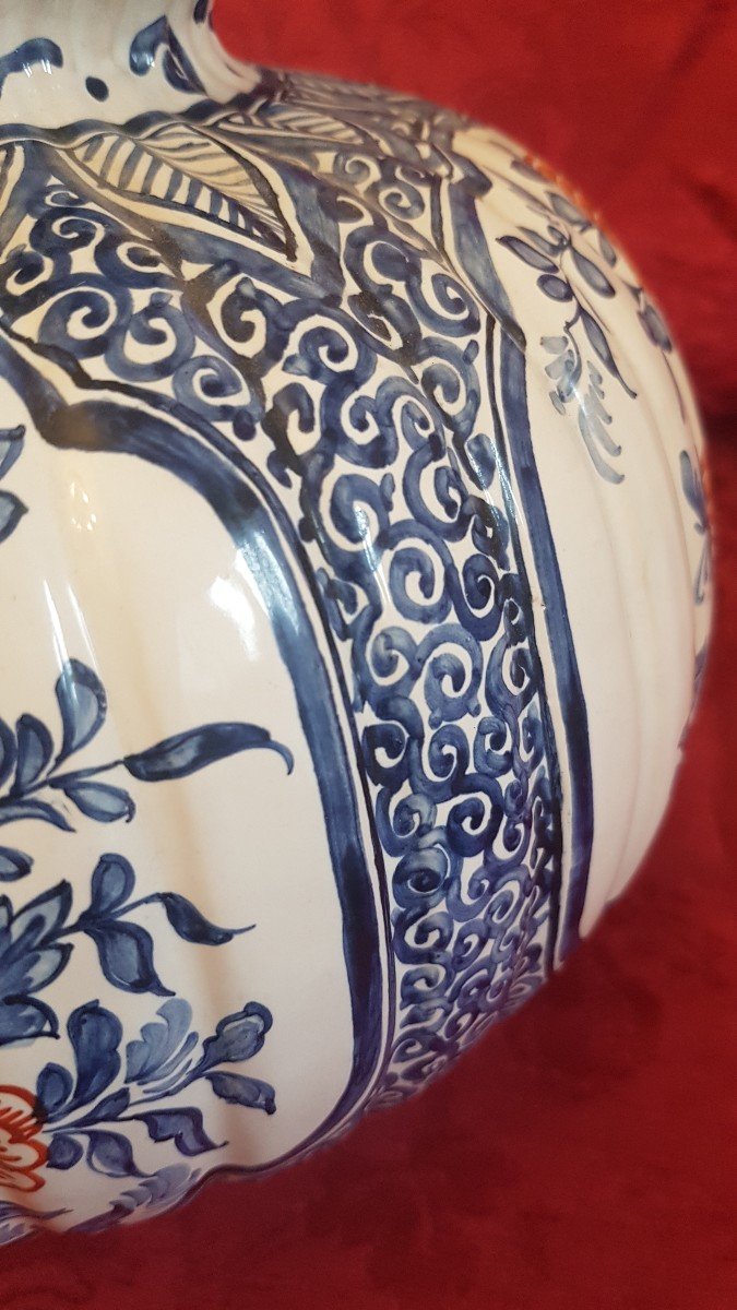 Émile Teissier FaÏence De Malicorne Large Rouen Or Delft Style Vase-photo-4