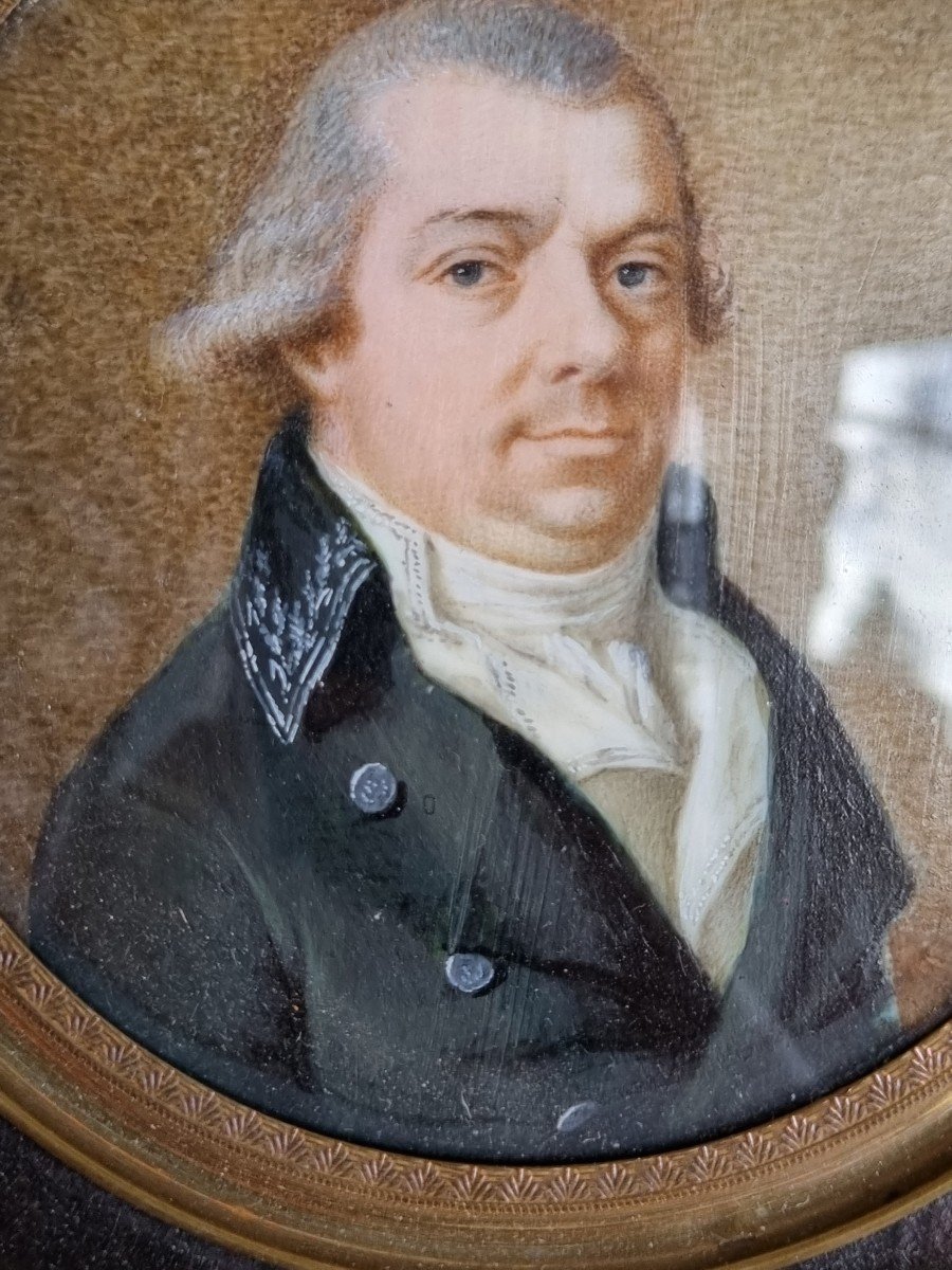 Miniature On Ivory Portrait Of A Man Late XVIII Louis XVI Period-photo-1