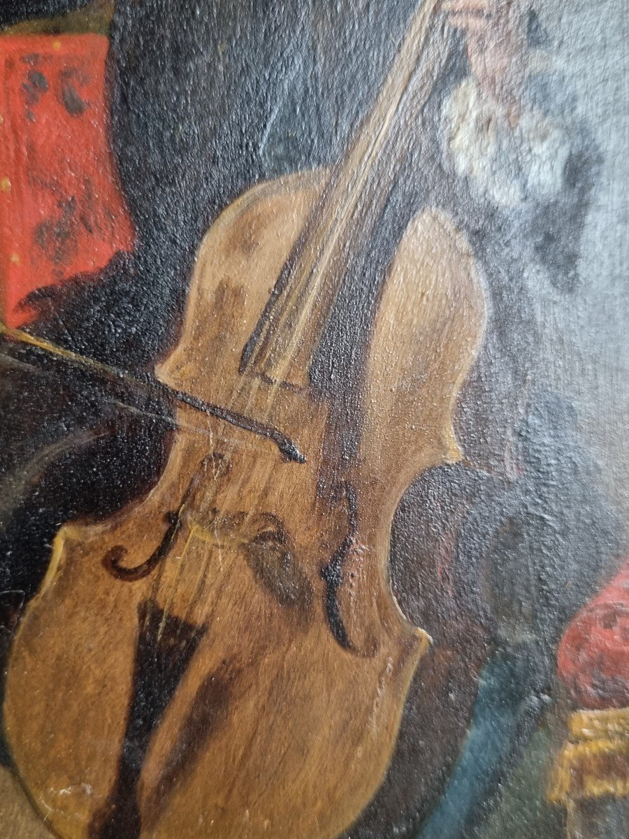 The Cellist Oil On Panel Cello Music Strings Nineteenth-photo-2