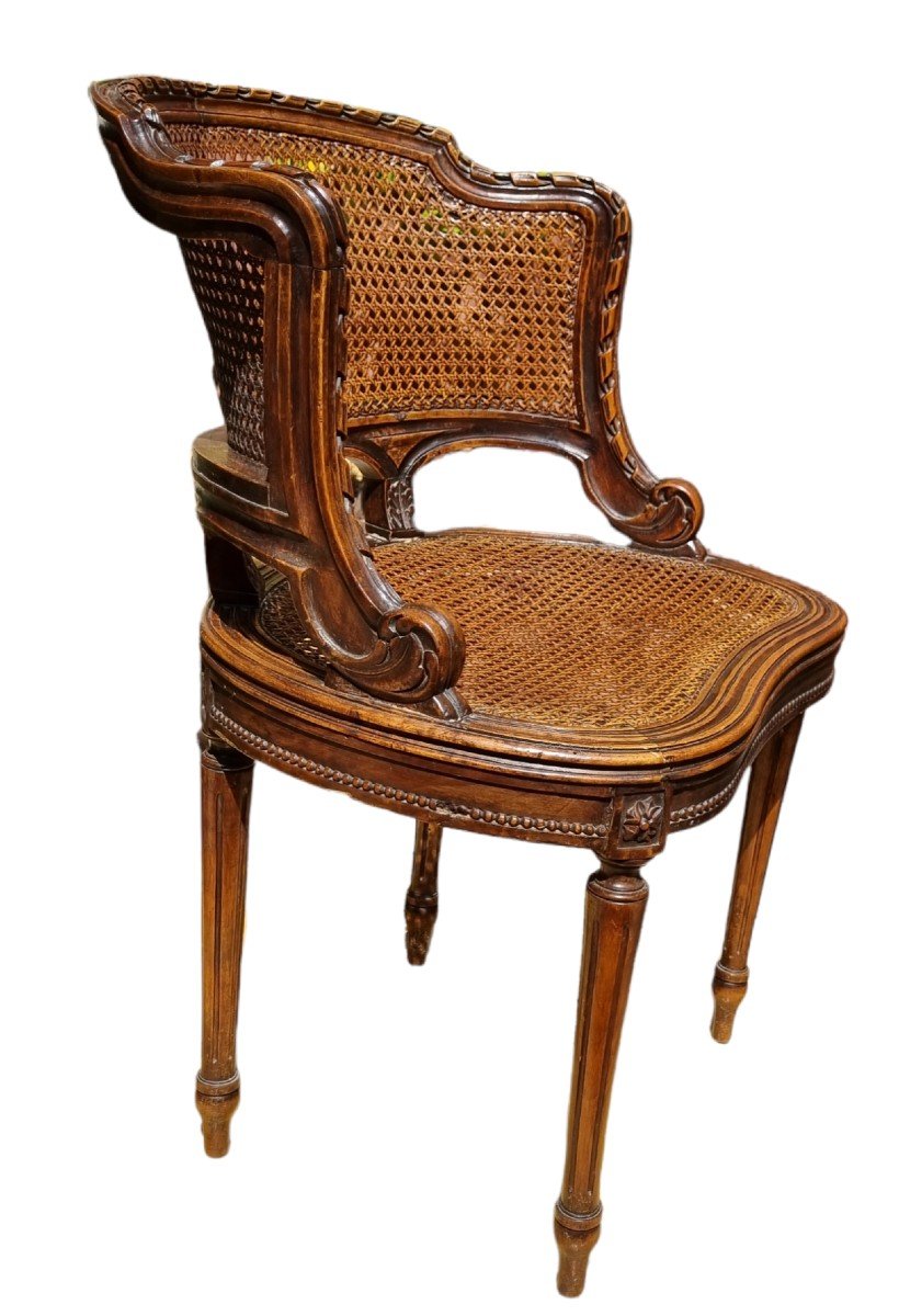 Louis XVI Style Office Armchair Circa 1900 Caned-photo-3