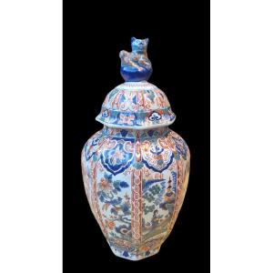 Desvres Fourmentraux Delft Earthenware Covered Jar