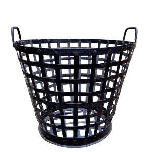 Braided And Riveted Metal Wash Basket Circa 1950