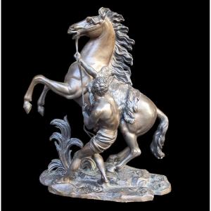 Coustou Cheval De Marly Bronze Horses 19th