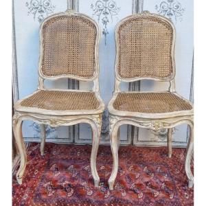 Pair Of Cane Chairs Louis XV Period 18th