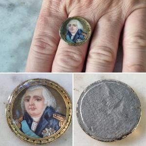 "MINI" MINIATURE DU ROI LOUIS XVIII vers 1820 HUILE SOUVENIR ROYALISTE 