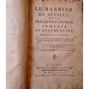 BEAUMARCHAIS LE BARBIER DE SEVILLE 1776 XVIIIe LIVRE ANCIEN