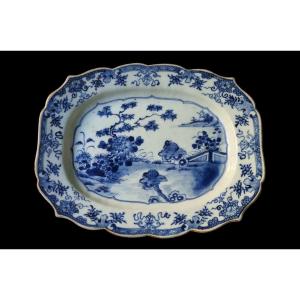 PLAT BLEU ET BLANC QIANLONG COMPAGNIE DES INDES ÉPOQUE XVIIIe 