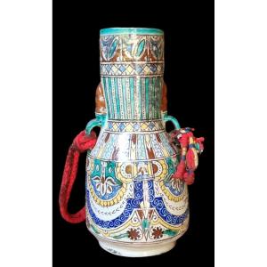 GRAND VASE EN CÉRAMIQUE POTERIE MAGHREB MAROC FEZ FES NABEUL FIN XIXe  / DÉBUT XXe