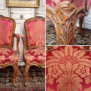 Pair Of Louis XV Period Cabriolets Armchairs 