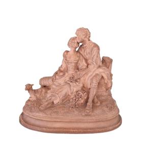 Joseph d'Aste Terracotta Scene Group Circa 1900 Louis XVI Style 18th Century