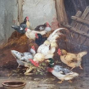 Claude GUILLEMINET  LA BASSE COUR POULE COQ CANARD