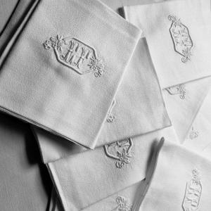 12 Linen Napkins Circa 1900