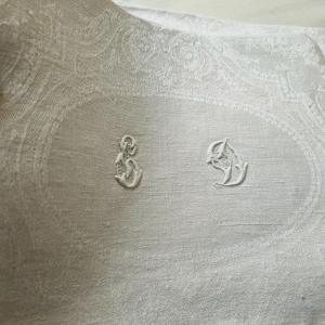 Damask Linen Dinner Service 10 Napkins And Tablecloth Circa 1900 Linen Thread