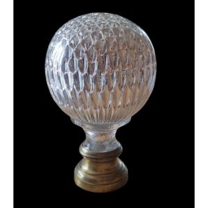 19th Century Napoleon III Baccarat Sulphure And Crystal Stair Rail Ball 