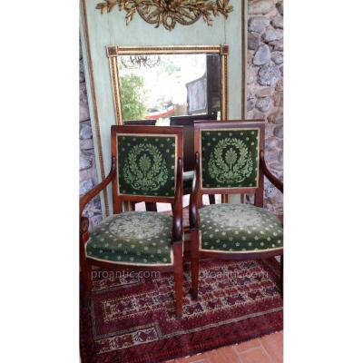 PAIRE DE FAUTEUIL EN NOYER ÉPOQUE EMPIRE