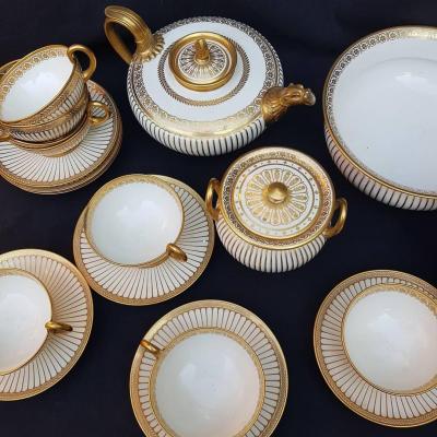 SÈVRES PORCELAINE DE SERVICE À THÉ CHARLES X EMPIRE DORÉ SEVRES