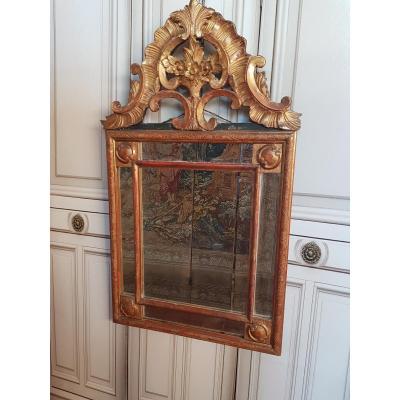 Golden Wood Parclosed Mirror Louis XV Regency Period XVIIIth