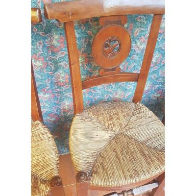 Suite Of 3 Straw Chairs Directory Period End XVIIIth Provence