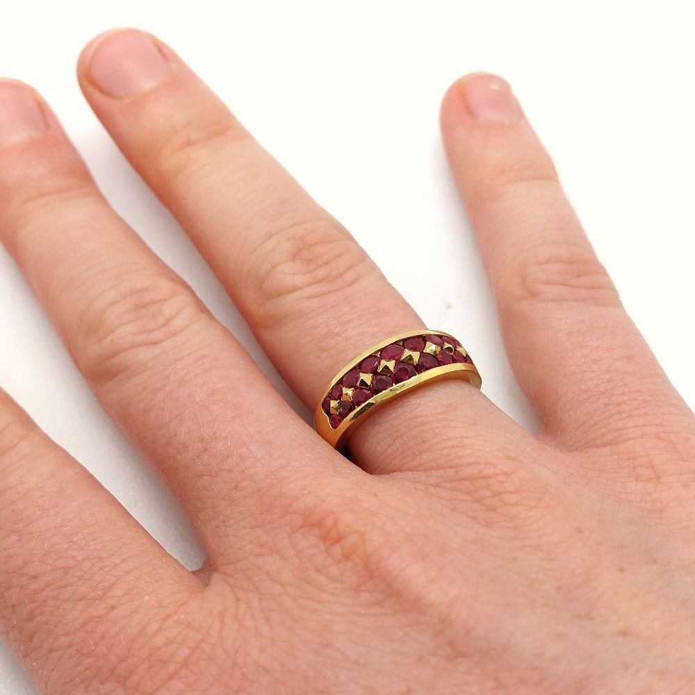 Henri Martin (attributed To) - 18k Gold Ruby Bangle Ring-photo-4