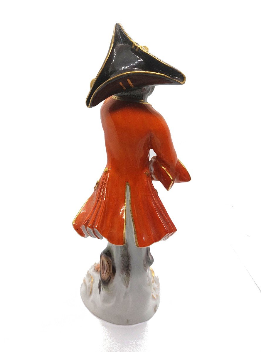 Figurine Singe Musicien "joueur De Cor" Par La Manufacture De Meissen-photo-3