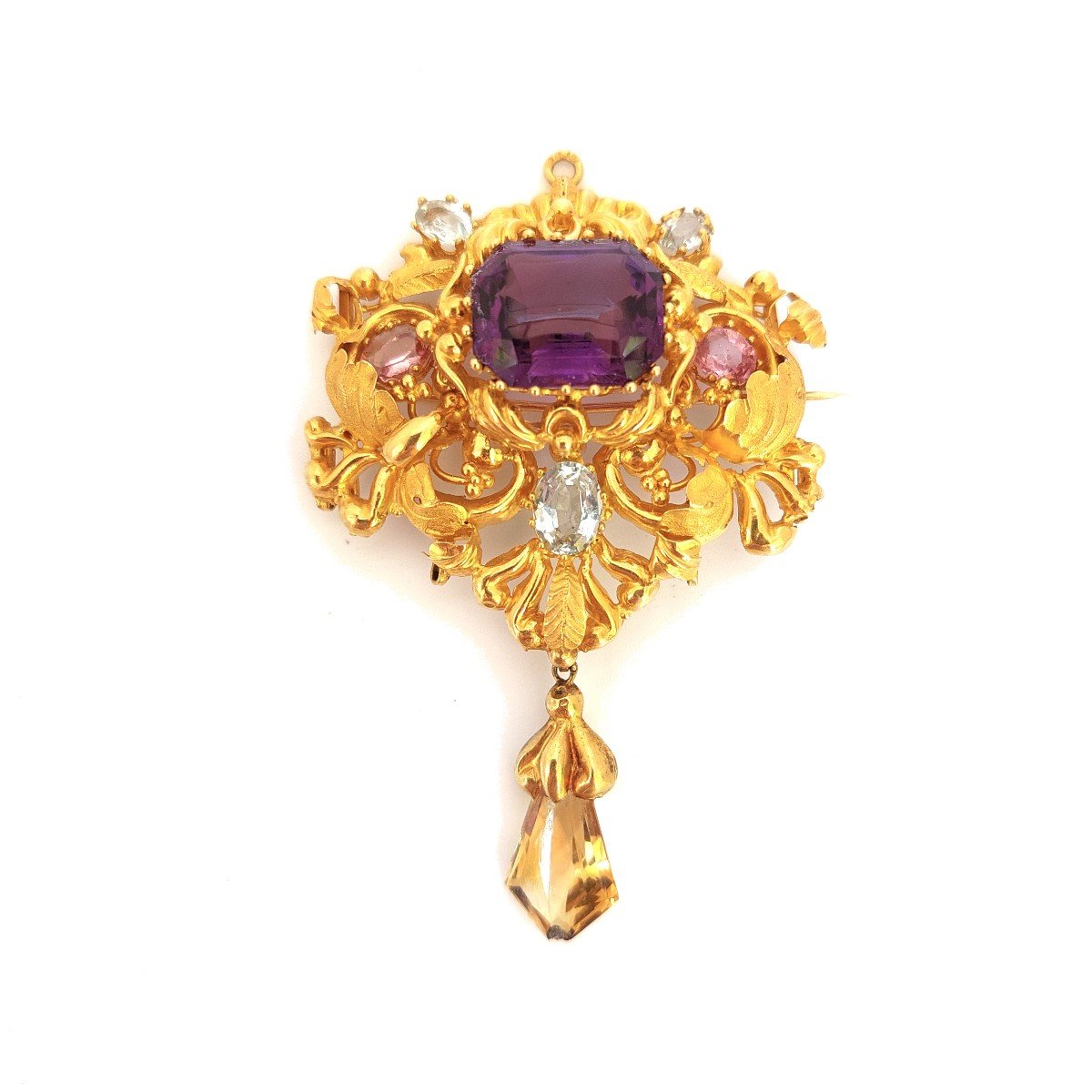 Broche-pendentif Charles X, Amethyste, Or, Pierres Fines, Vers 1830