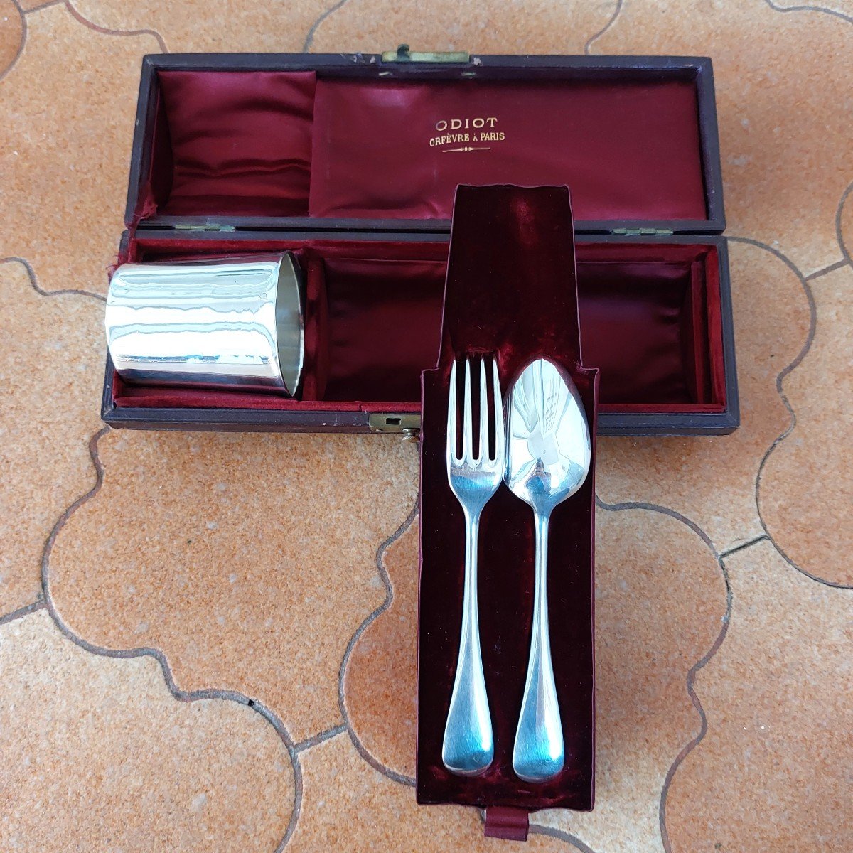 J. Granvigne For Odiot, Paris - Silver Christening Set-photo-2