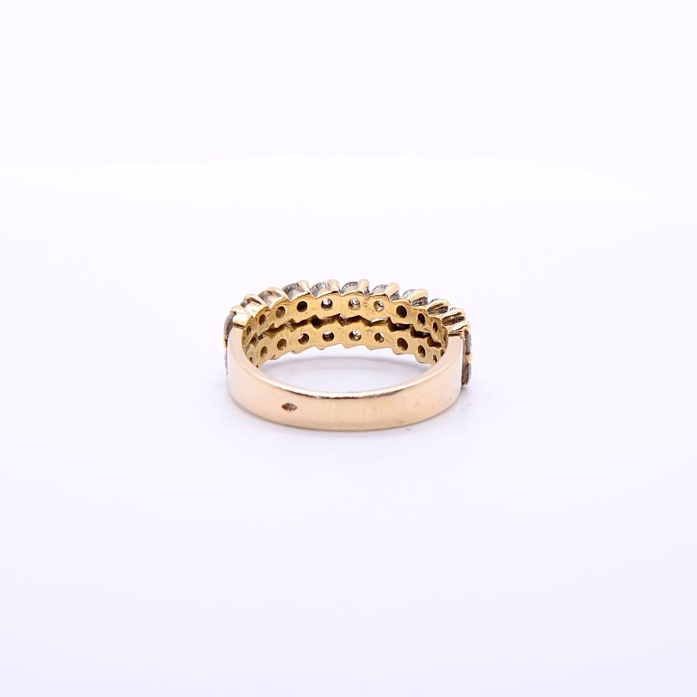 Double Row Half Wedding Ring, 18k Gold And Diamonds-photo-2