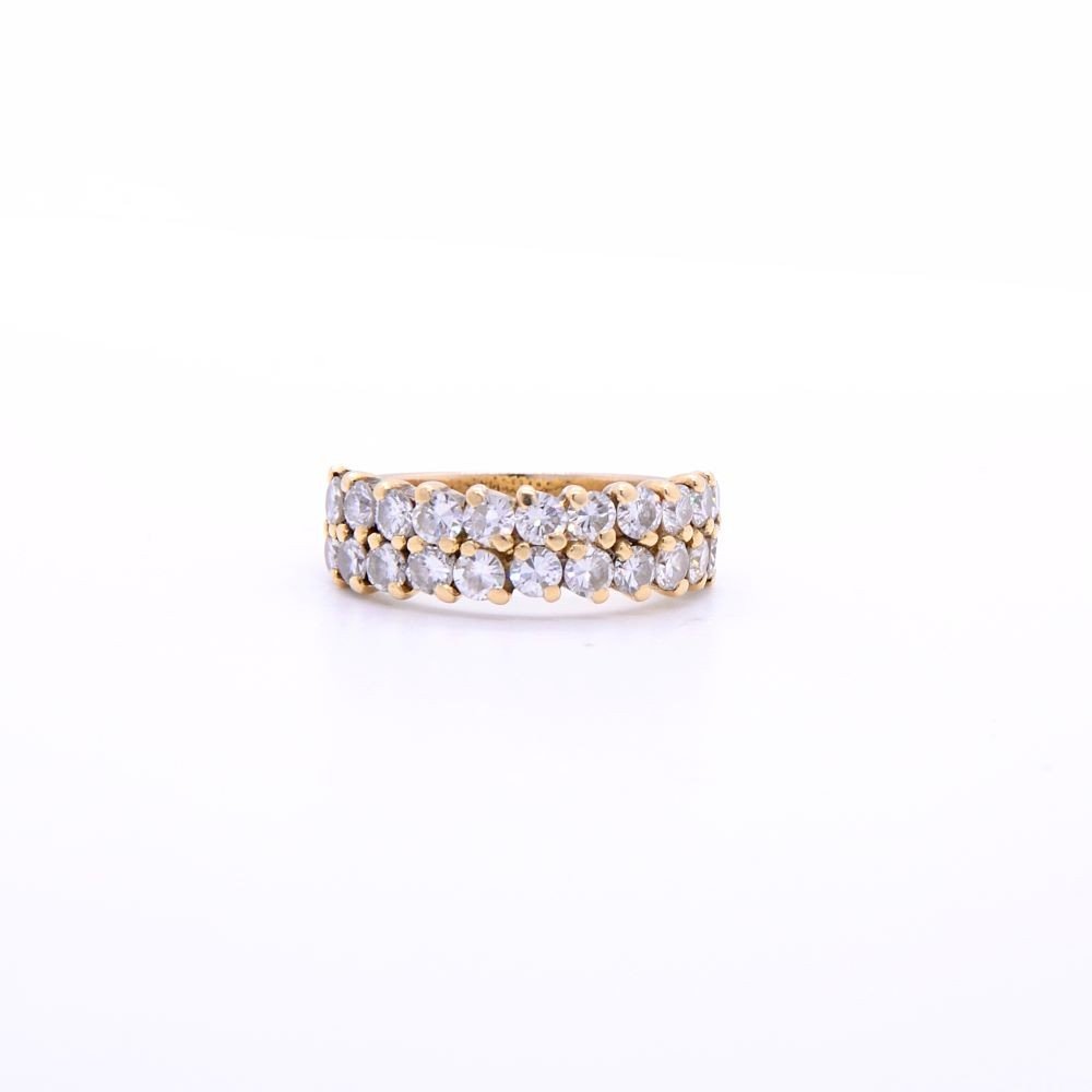 Double Row Half Wedding Ring, 18k Gold And Diamonds