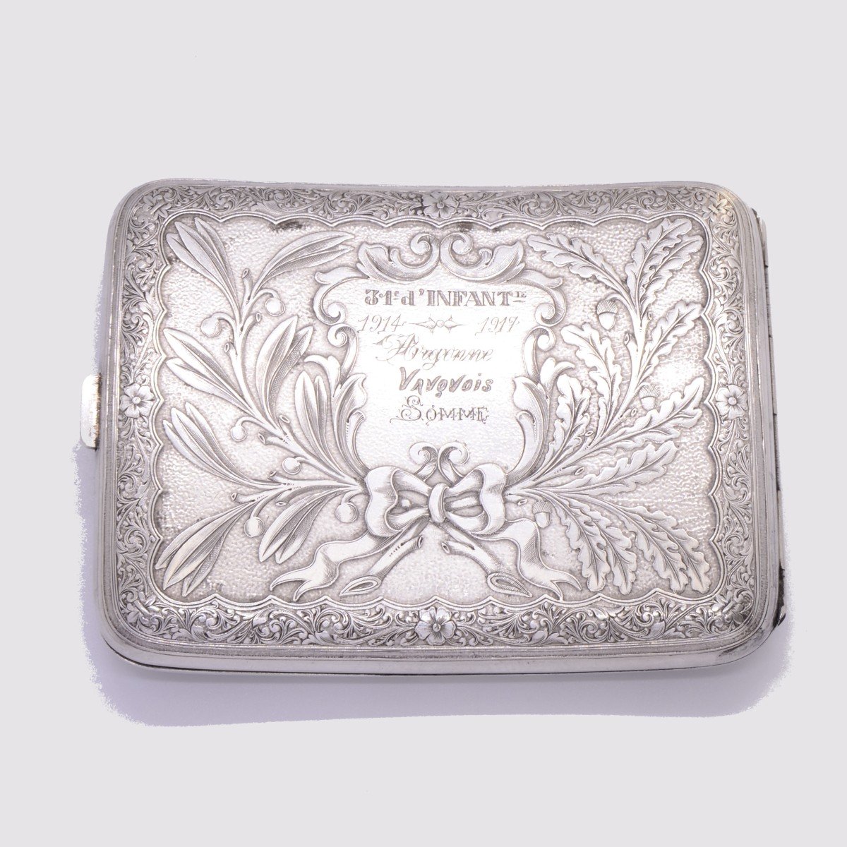 Cigarette Case, Ww1 Souvenir, Silver-photo-2