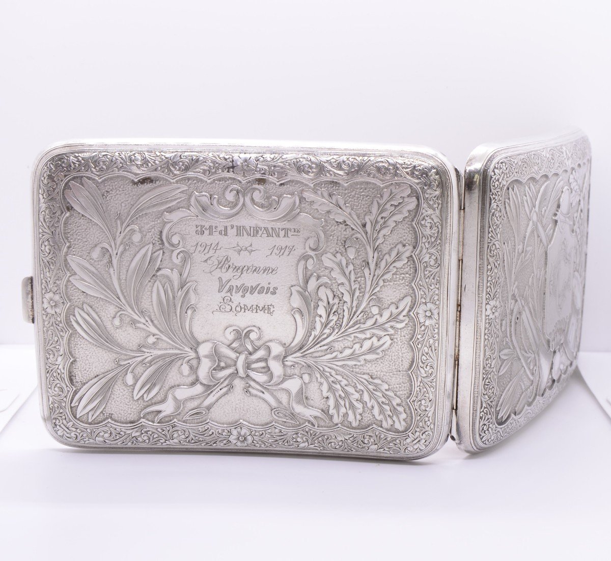 Cigarette Case, Ww1 Souvenir, Silver-photo-1