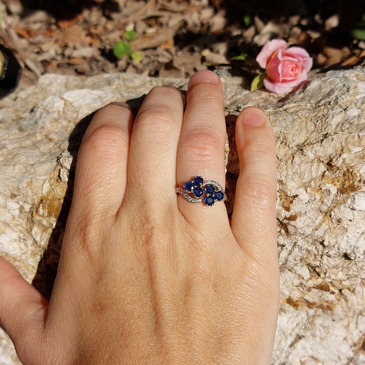 Bague Ancienne Saphirs Affrontes-photo-2