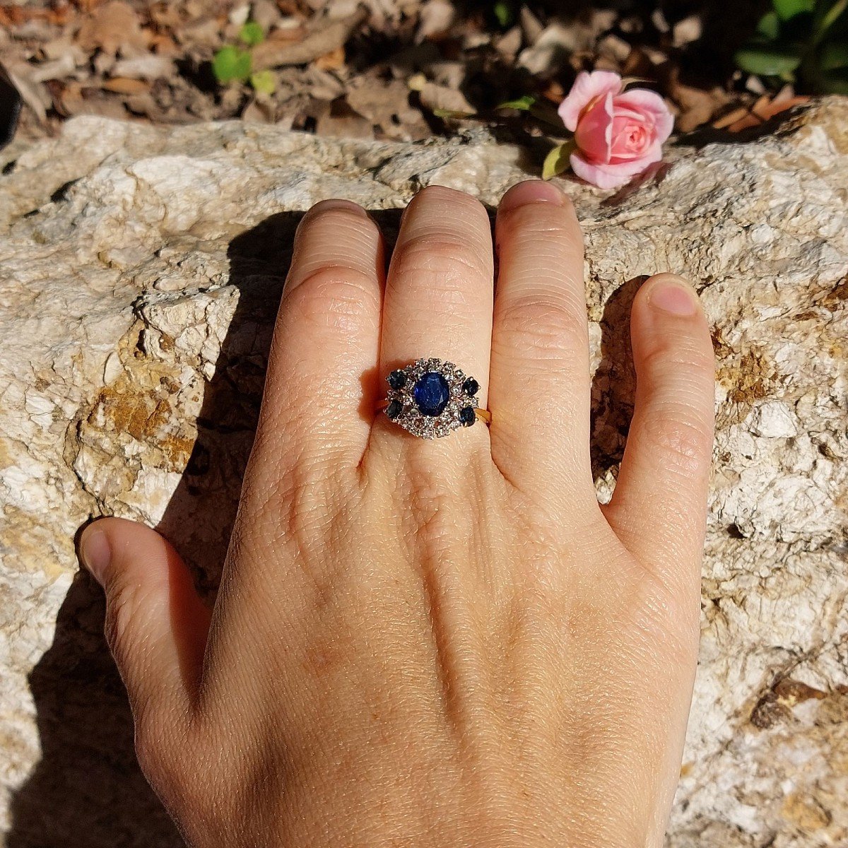 Sapphire "butterfly" Ring, Gold, Diamond And Sapphire Approximately 1.25 Ct-photo-2