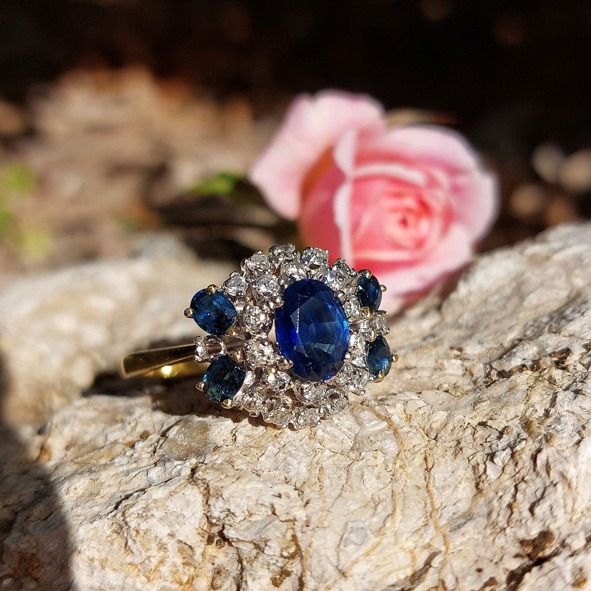 Sapphire "butterfly" Ring, Gold, Diamond And Sapphire Approximately 1.25 Ct-photo-3