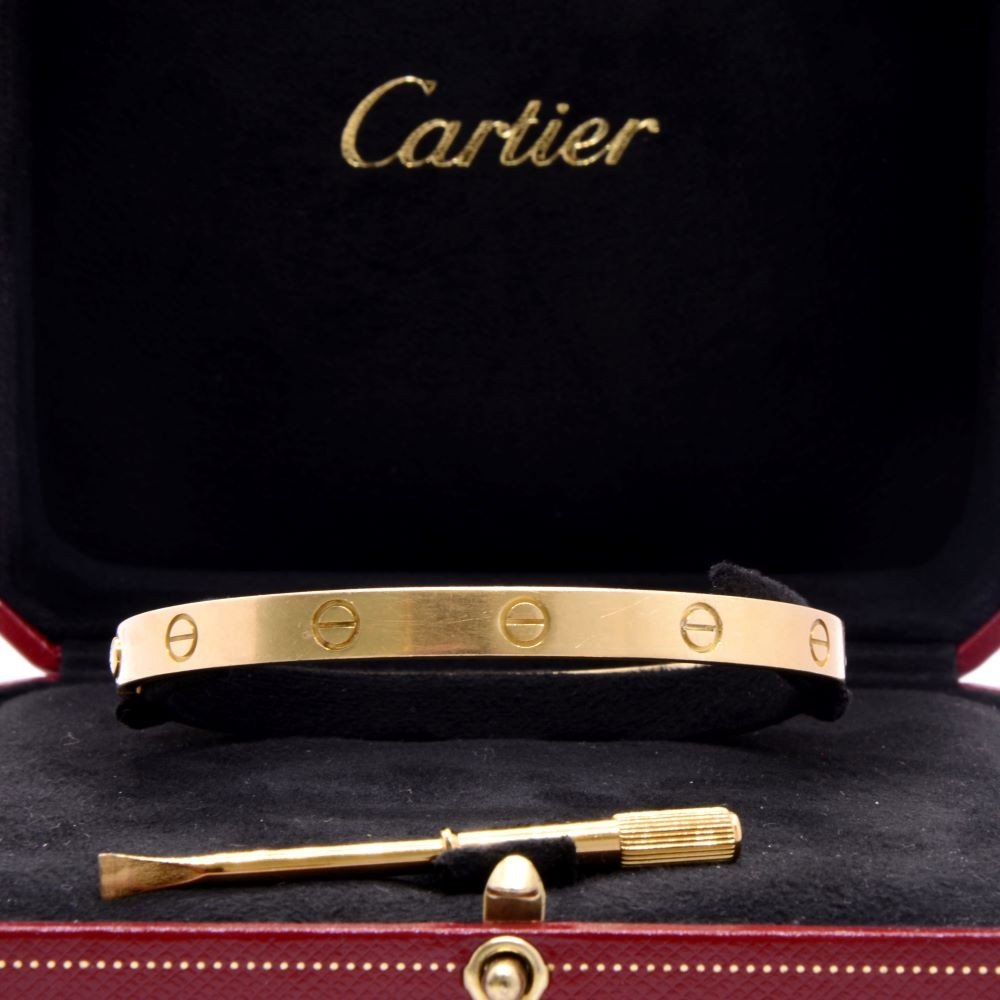 Cartier, Bracelet Love, Or Jaune, écrin Et Papiers-photo-4