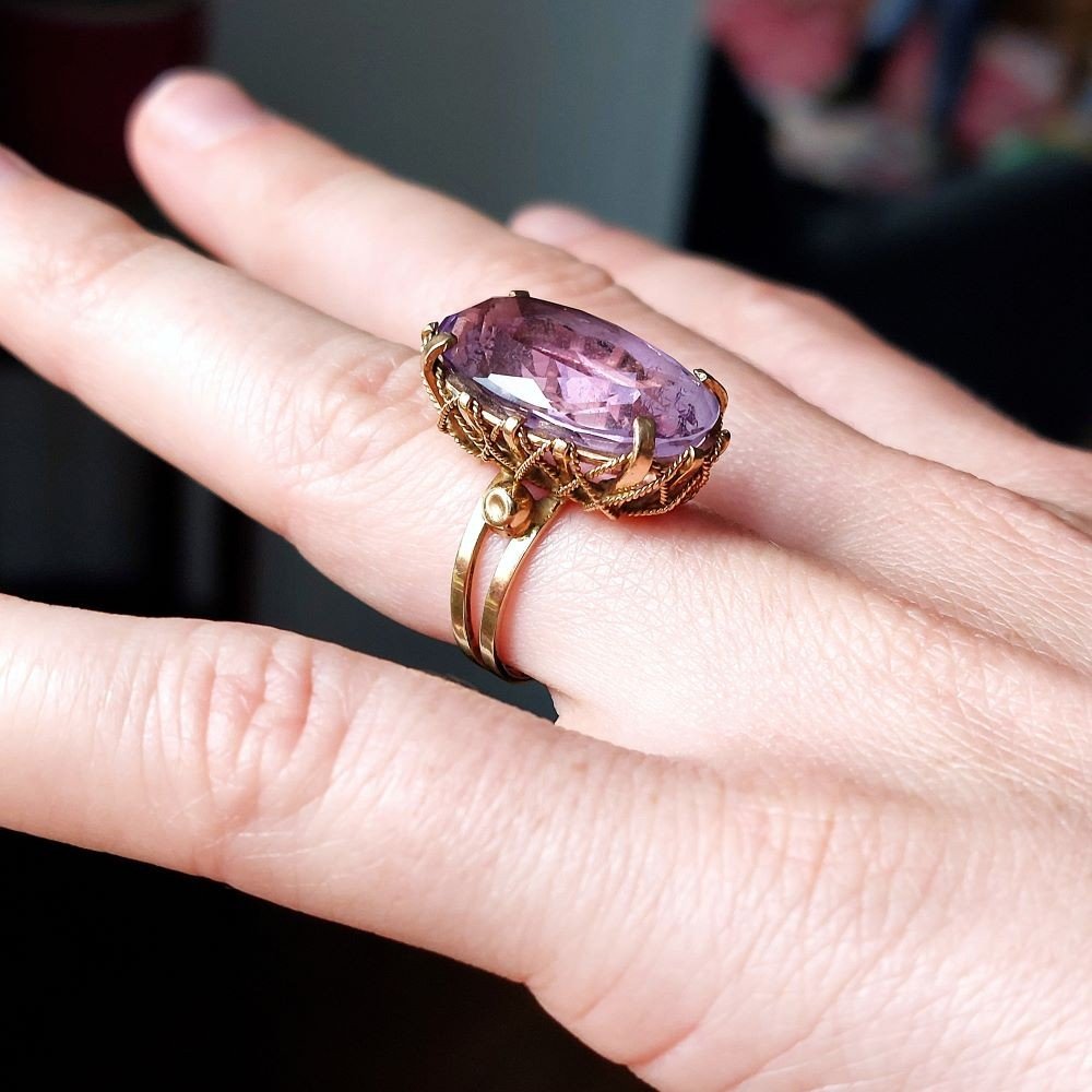 Bague Améthyste « Violetta » Napoléon III, Or 18k-photo-2