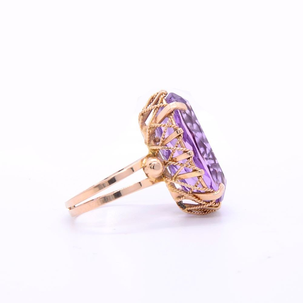 Bague Améthyste « Violetta » Napoléon III, Or 18k-photo-3