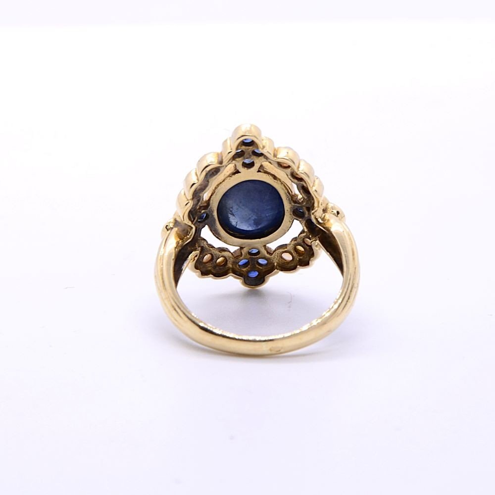 “byzantine” Sapphire Cabochon Ring, 18k Yellow Gold-photo-4