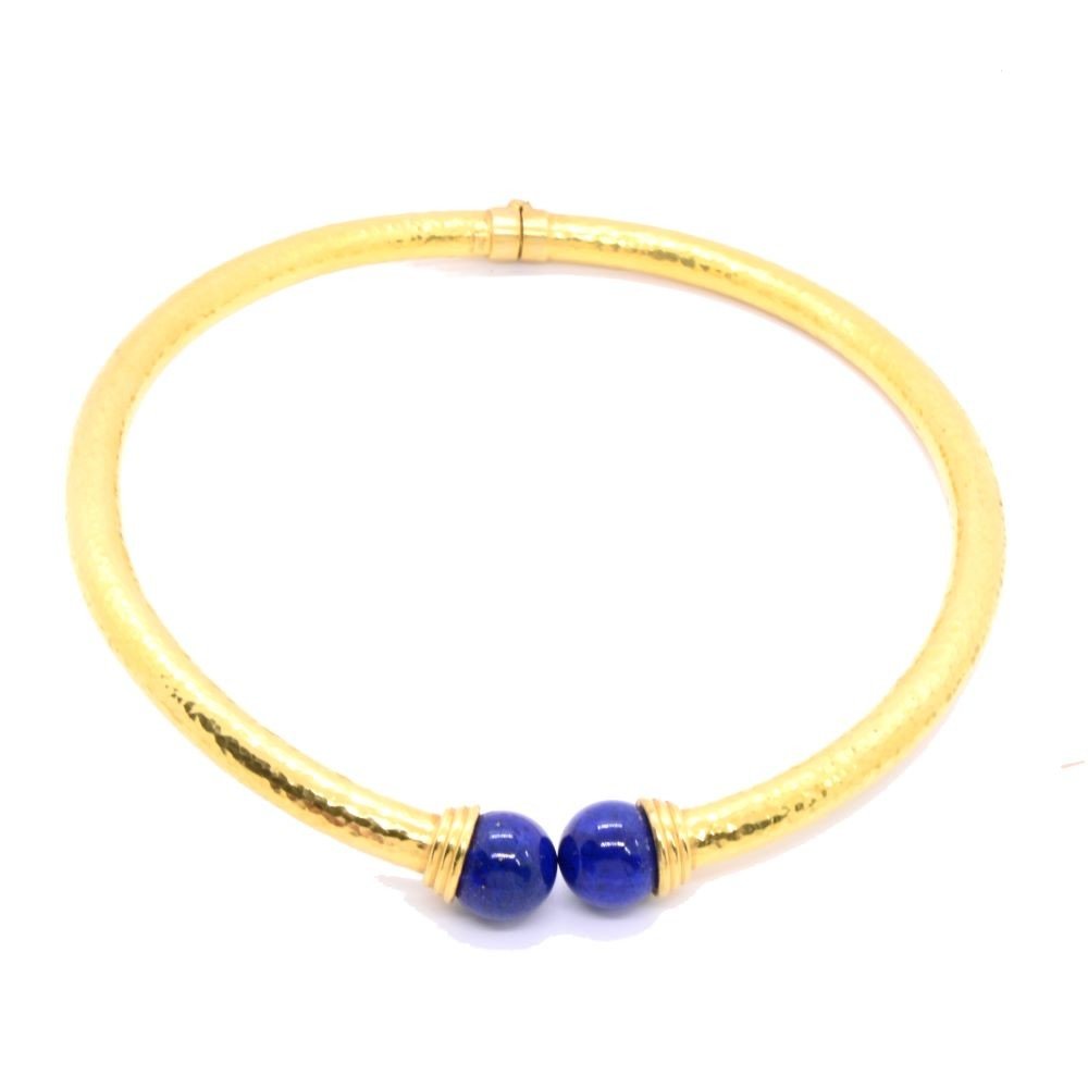 Collier Ras De Cou « Santorin » Or 18k Et Lapis-lazuli