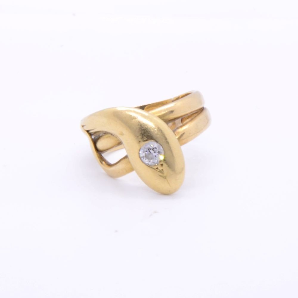 18k Gold And Diamond Snake Ring