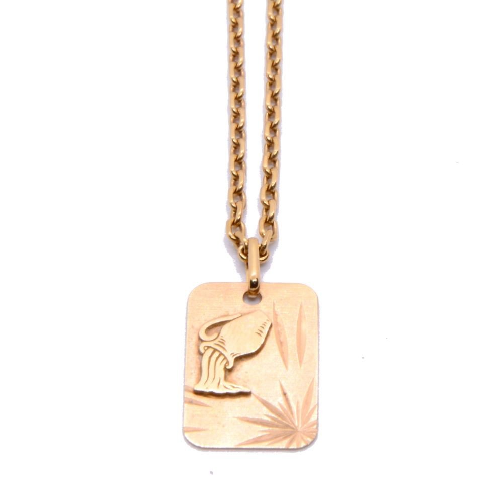 Pendentif Verseau Et Sa Chaîne, Or 18k