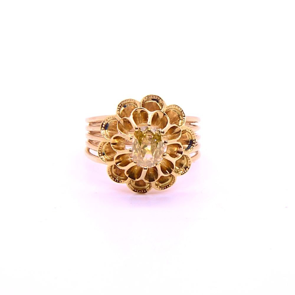 Napoleon III Yellow Diamond “flower” Ring-photo-3